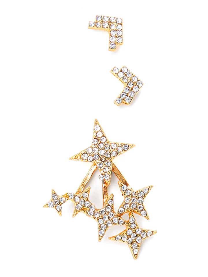 Romwe Rhinestone Design Multi Shaped Earring Set