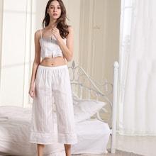 Romwe Contrast Lace Button-up Cami Top & Pants Pj Set