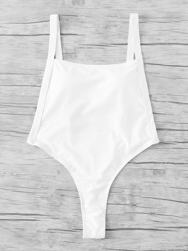 Romwe Adjustable Straps Backless Swimsuit