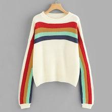 Romwe Rainbow Striped Jumper