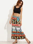 Romwe Multicolor Tribal Print Sheath Skirt