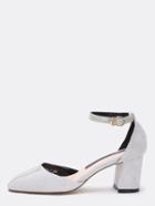 Romwe Grey Suede Patent Ankle Strap D'orsay Pumps