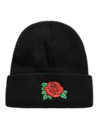Romwe Embroidered Rose Beanie Hat