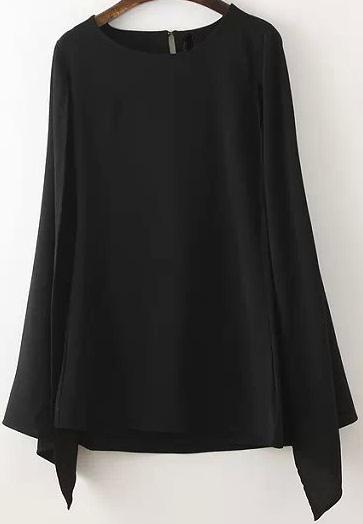 Romwe Black Split Sleeve Cape Dress