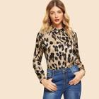 Romwe Leopard Print Collar Blouse