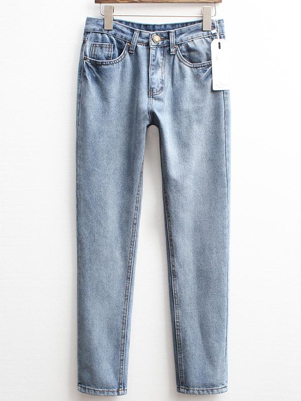 Romwe With Pockets Denim Pant