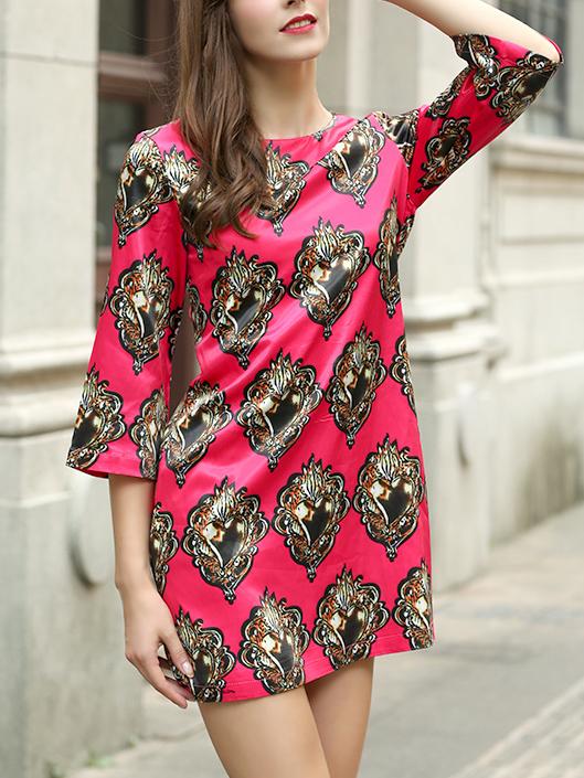 Romwe Jewelled Print Straight Dress
