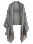 Romwe Grey Lace Voile Scarf