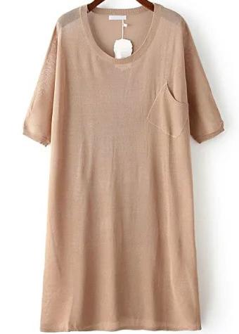 Romwe With Pocket Loose Coffee Sweater