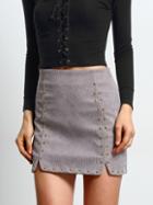Romwe Split Studded Bodycon Skirt