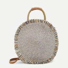 Romwe Tassel Detail Round Satchel Bag
