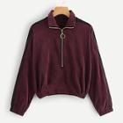 Romwe Contrast Tape Side Corduroy Sweatshirt