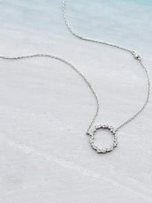 Romwe Rhinestone Decorated Ring Pendant Chain Necklace