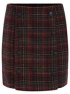 Romwe Plaid Buttons Skinny Skirt