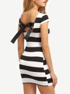 Romwe Striped Bow-knot Back Bodycon Dress