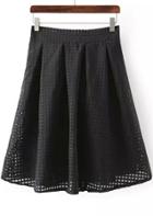 Romwe Organza Pleated Black Skirt
