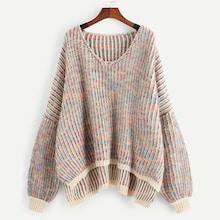 Romwe Plus Drop Shoulder High Low Jumper