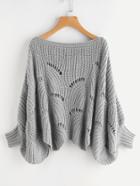 Romwe Hollow Out Scalloped Dolman Jumper