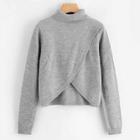 Romwe Marled Knit Overlap Sweater