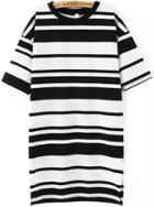 Romwe Short Sleeve Striped Loose Dress