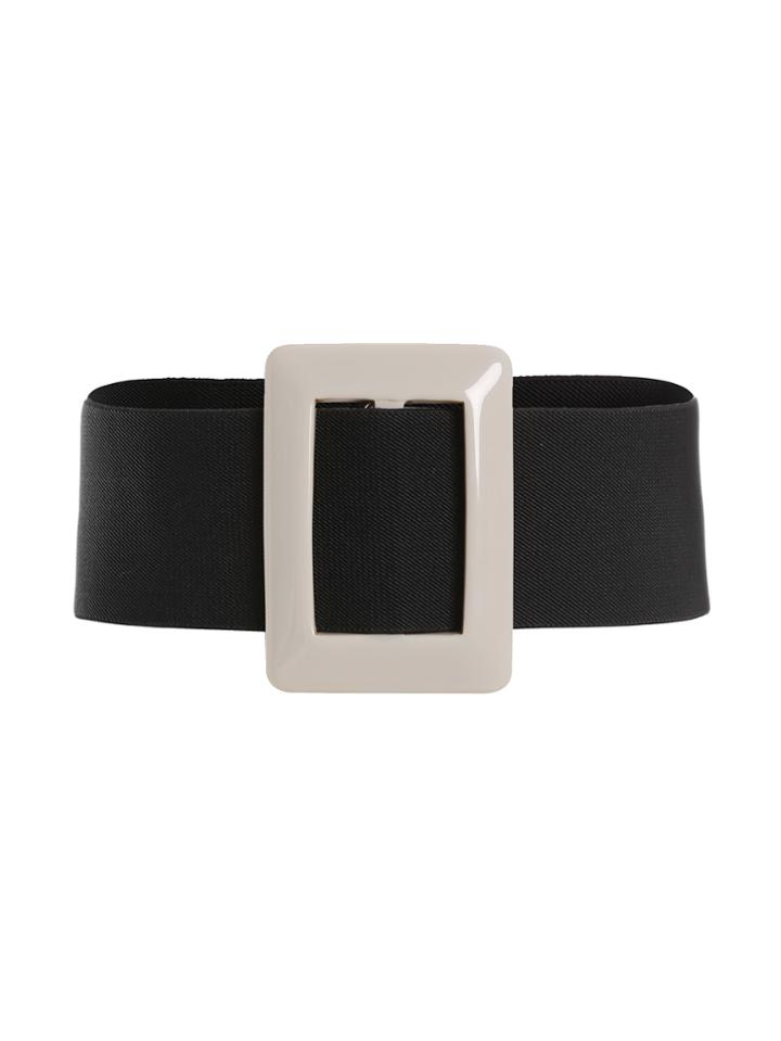 Romwe Two Tone Buckle Design Wide Belt