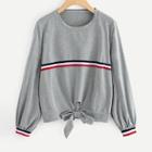 Romwe Plus Knot Front Stripe Jumper