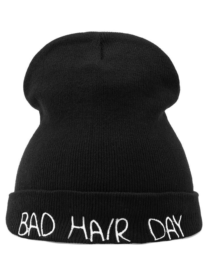 Romwe Letter Fold-over Embroidered Hat