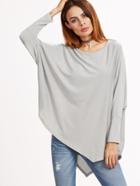 Romwe Dolman Sleeve Asymmetric Hem Top