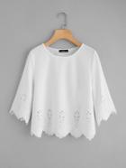 Romwe Scallop Laser Cut Textured Top