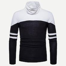 Romwe Men Varsity Striped High-neck Sweater