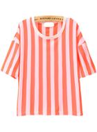 Romwe Vertical Stripe Loose Neon Orange T-shirt