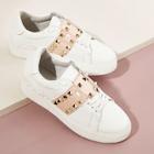 Romwe Studded Decor Lace-up Sneakers