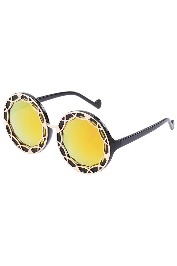 Romwe Romwe Hollow Gold Frame Sunglasses