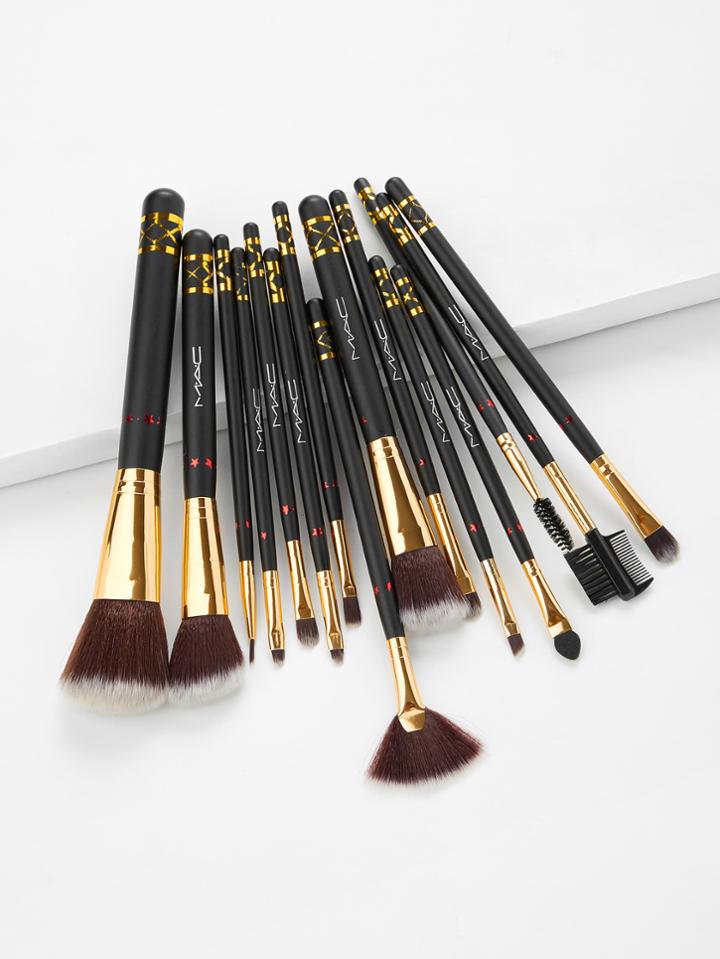 Romwe Star Pattern Detail Cosmetic Makeup Brush 15pcs