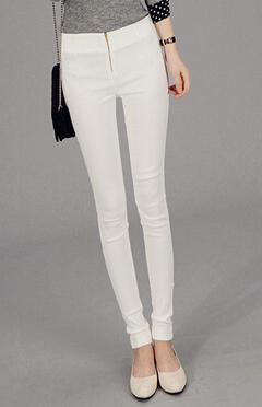 Romwe With Zipper Slim White Pant