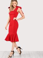 Romwe Fishtail Dress With Tied Strap