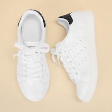 Romwe Lace Up Plain Sneakers