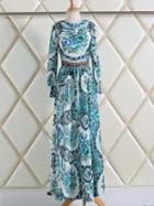Romwe Crew Neck Florals Maxi Dress