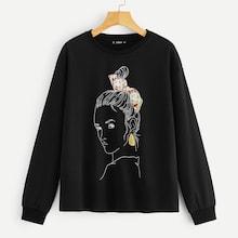 Romwe Figure Print Pullover