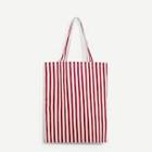 Romwe Striped Detail Canvas Tote Bag