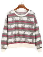 Romwe Striped Loose Multicolor Sweatshirt