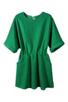 Romwe Elastic Sheer Green Dress