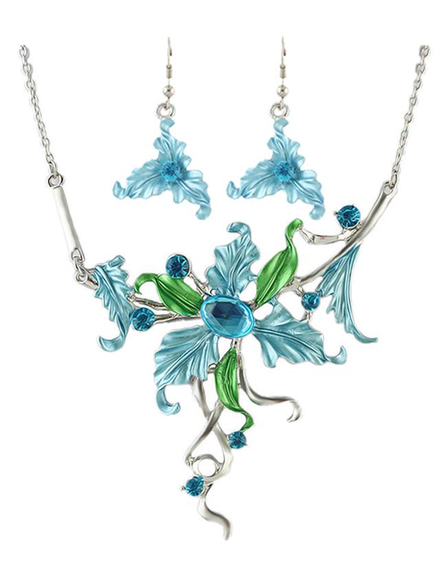 Romwe Costume Colorful Big Enamel Flower Jewelry Set