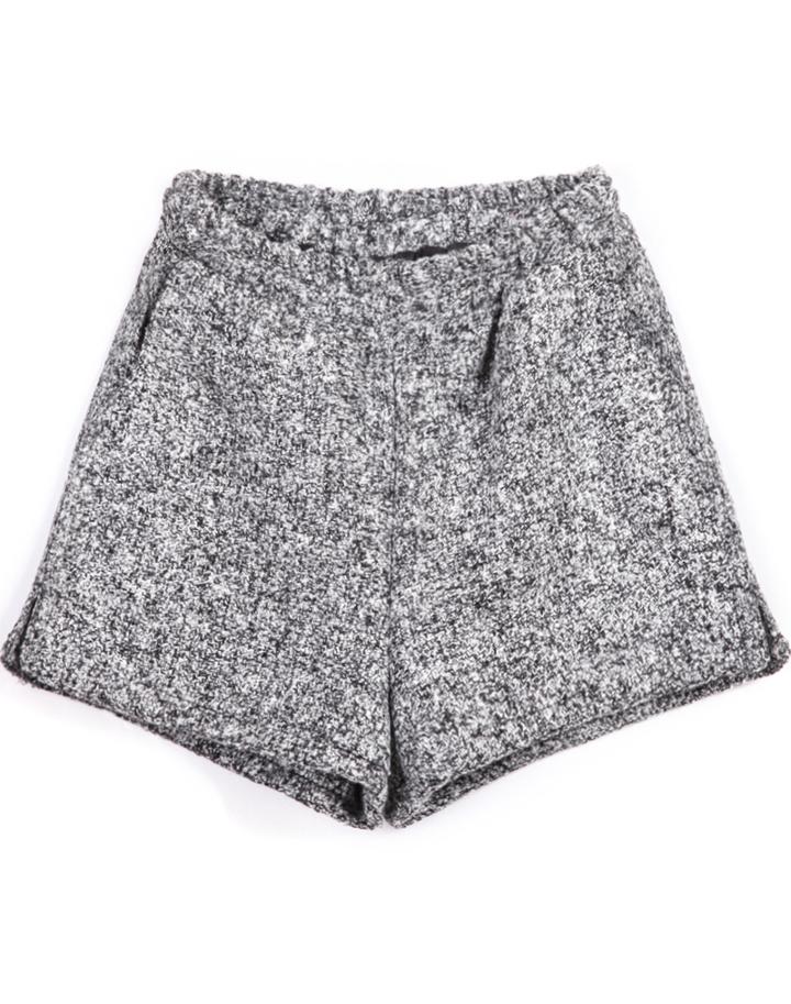 Romwe Elastic Waist Woolen Shorts