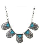 Romwe Silver Plated Turquoise Statement Necklace