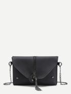 Romwe Skeleton And Tassel Detail Flap Crossbody Bag