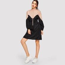 Romwe Zip Front Drawstring Waist Color-block Jacket