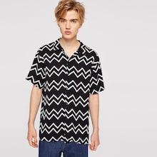 Romwe Guys Chevron Stripe Print Shirt
