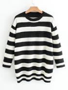 Romwe Block Striped Oversized Sweater