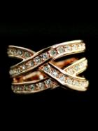 Romwe Gold Crystal Cross Ring